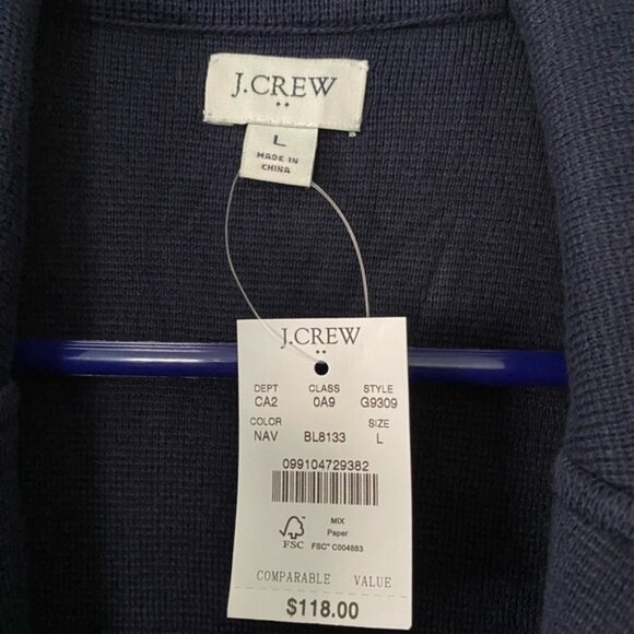 J. Crew cotton, navy blue, 3 button blazer. Size large L. Brand new w/ tag. - Picture 4 of 4